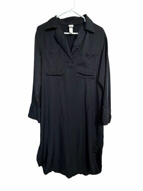 H&M oversized black Collared Tunic Dress small